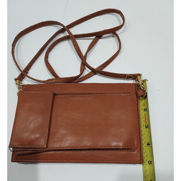 Crossbody Travel Bag Tan Brown Leather Vintage Small Purse Shoulder Bag Italy - Picture 4 of 13